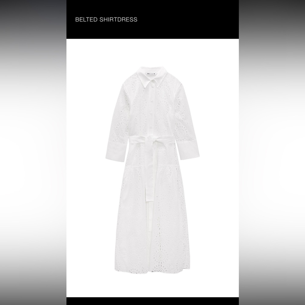 Zara White Belted Shirtdress